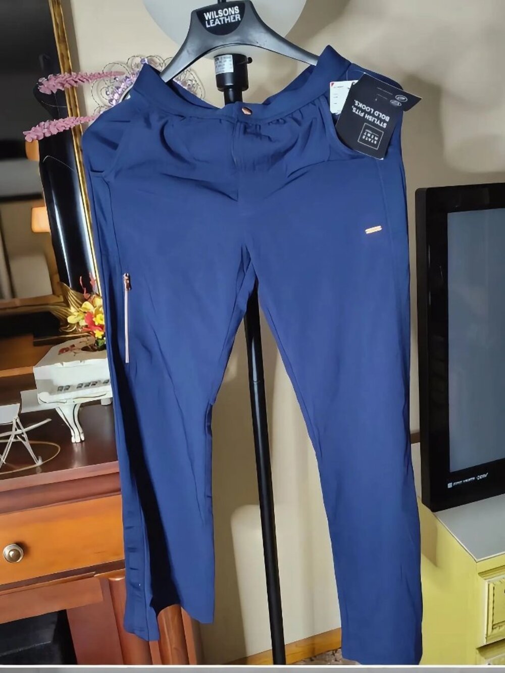 Cherokee Scrub Uniform Pull On Pants Navy Gold Zip Size XS
